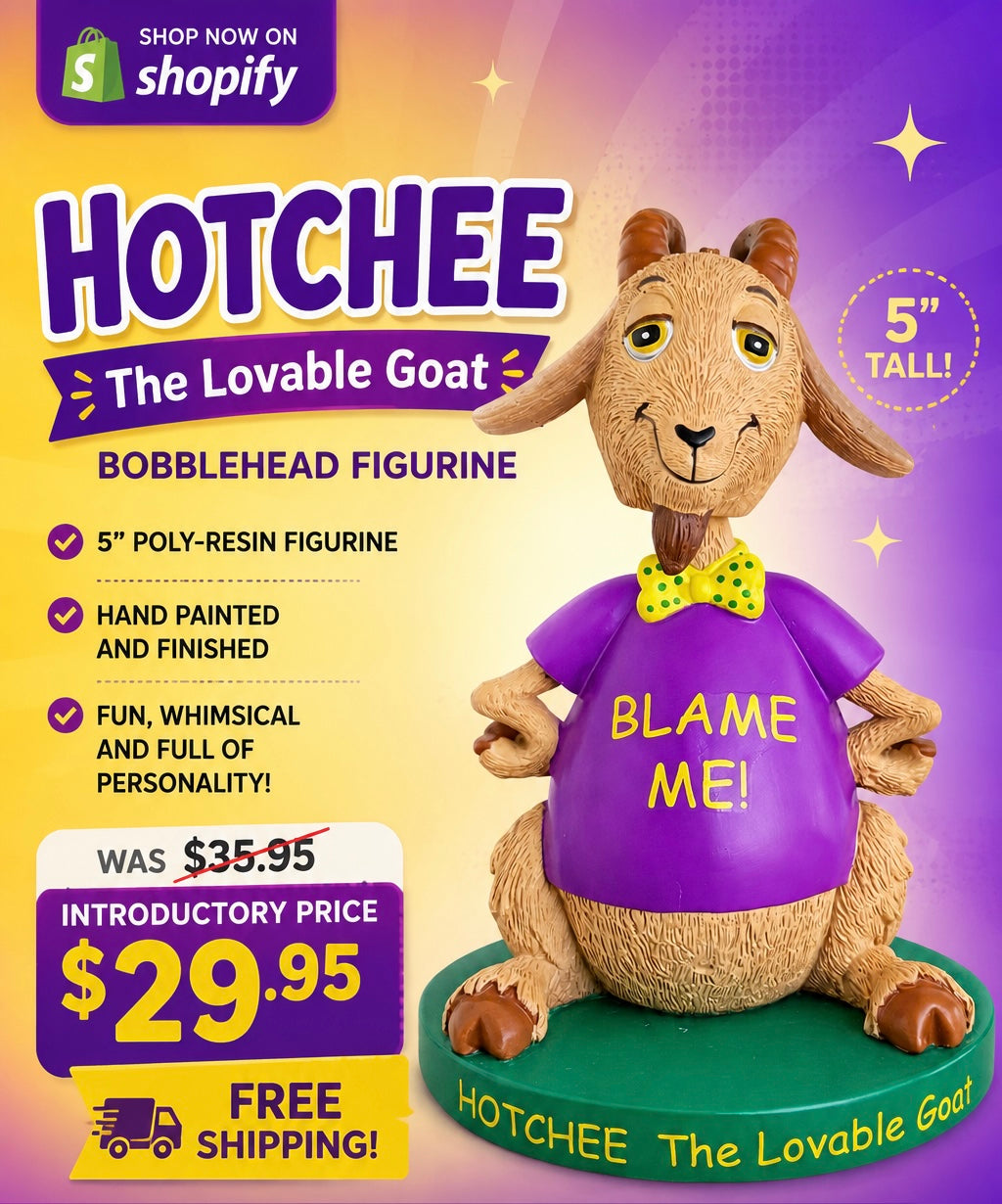 Hotchee The Lovable Goat — Bobblehead Figurine